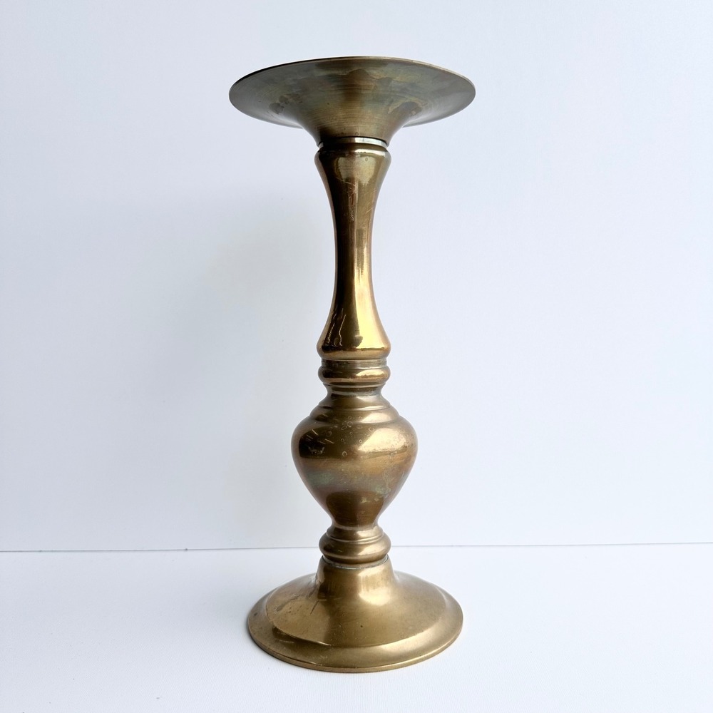 Vintage Brass Candle Stick Large Gold French Old World Cottagecore Art Decor‎